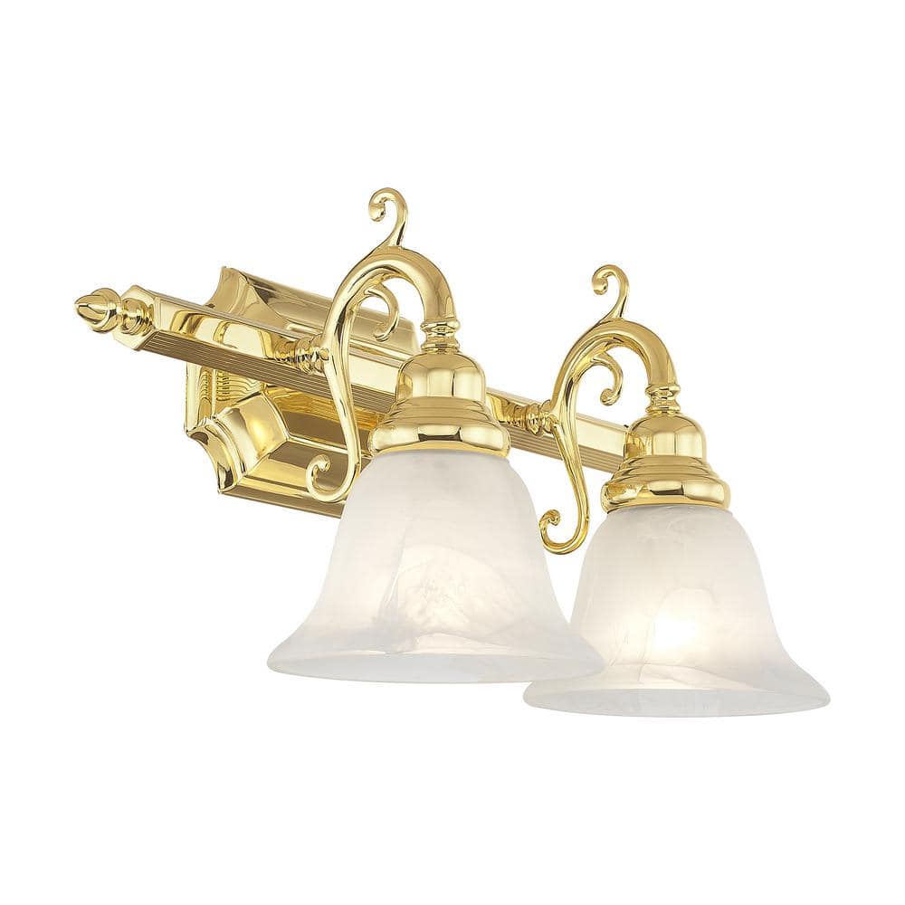 Polished Brass Traditional Bathroom Vanity Light with Bell Shades