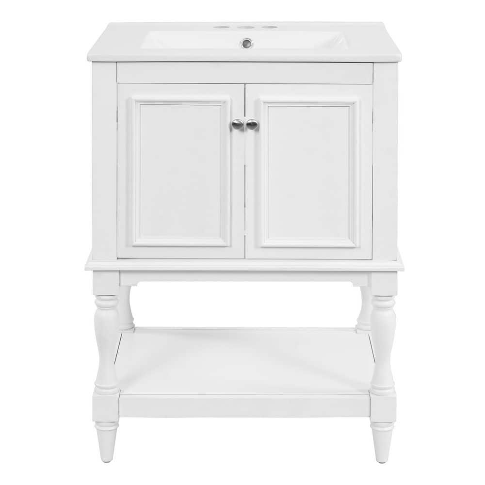 24.40 in. Freestanding White Bath Vanity with White Ceramic Top price history on PriceWatchPro
