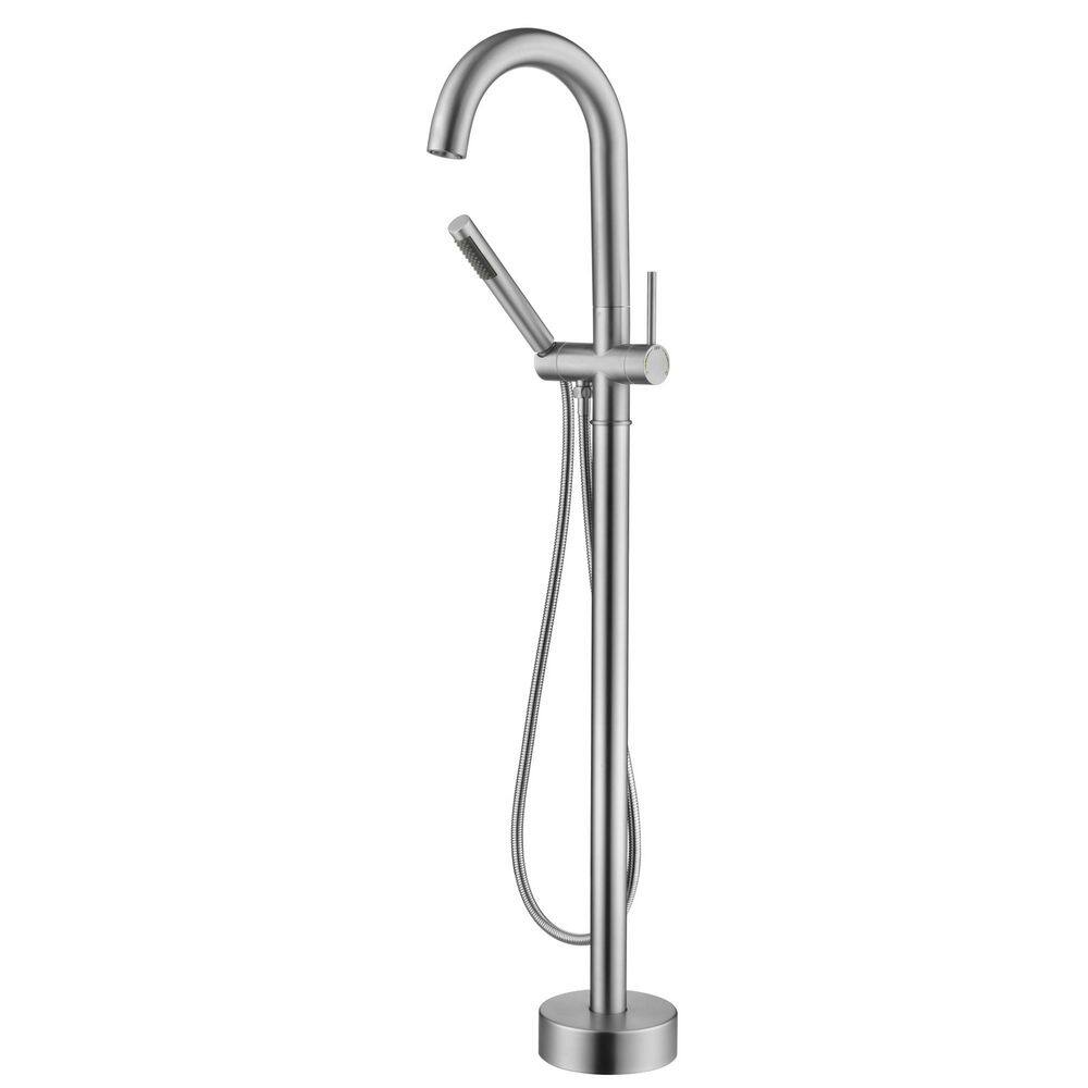 Modern Single-Handle Freestanding Tub Faucet with Hand Shower in. Brushed Nickel price history on PriceWatchPro