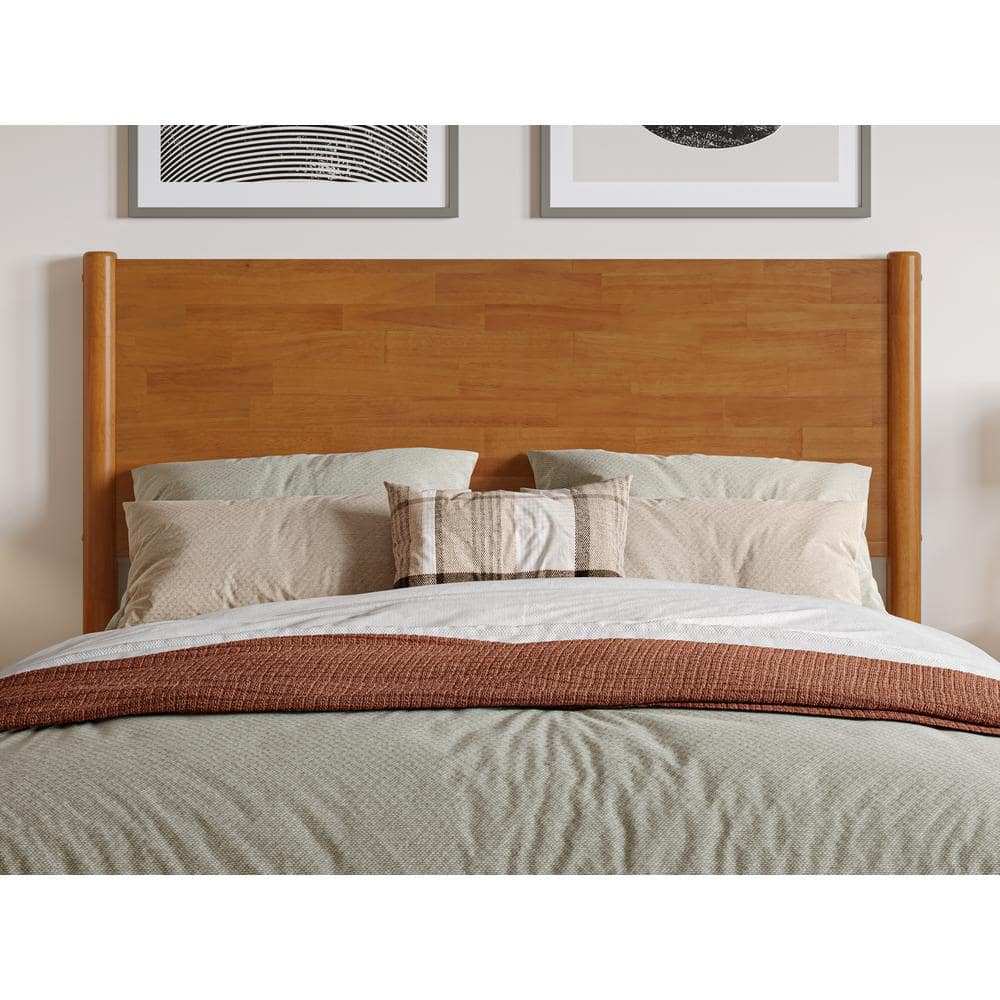 Pasadena Light Toffee Full Solid Wood Platform Bed with Headboard