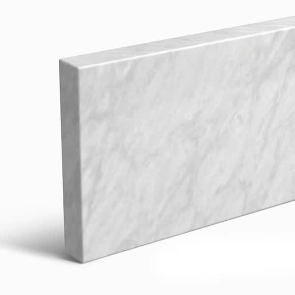 Sima 24 in. W Marble Vanity Backsplash for Countertop Threshold for Shower Curb Window Sill Door Transitions in White