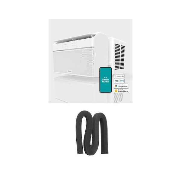 12,000 BTU Smart Inverter Window Air Conditioner and 1-1/4 in. x 1-1/4 in. x 42 in. Grey Weatherseal Combo