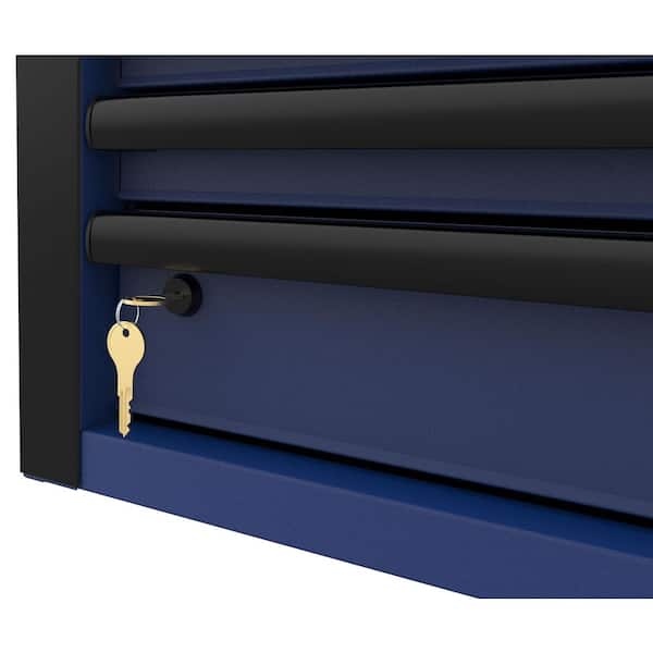 Husky Heavy-Duty 52 in. W 15-Drawer Matte Blue Steel Rolling Tool