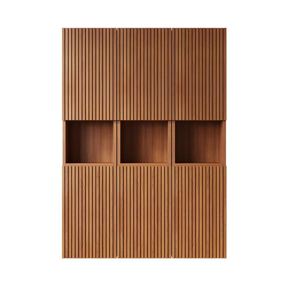 41.3 in. W x 11.8 in. D x 59.1 in. H Bathroom Storage Wall Cabinet in Brown with Doors, Composed of 3 Cabinets price history on PriceWatchPro