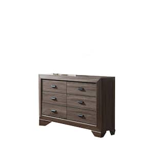 SignatureHome Finish Brown Material Wood Dresser with 6 Drawer Brown Item Dimensions: 17"W x 59"L x 38"H