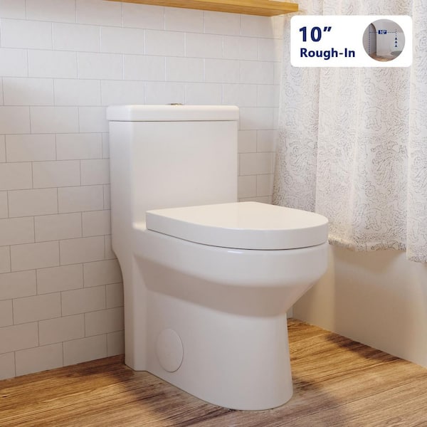Liberty 10 in. Rough In 1-Piece 1.1/1.6 GPF Dual Flush Round Toilet in White Seat Included