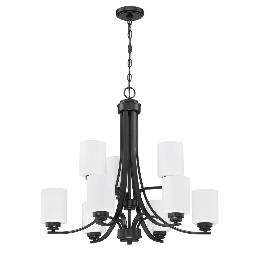 Bolden 29" Black and Crystal 9-Light Chandelier