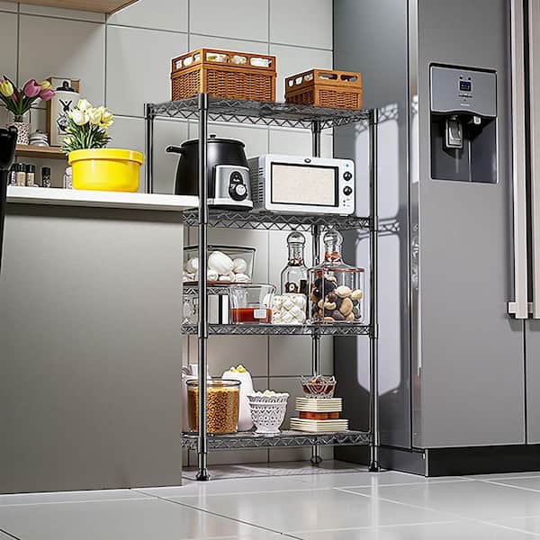 Tahanbath Black 4-Tier Steel Shelf, 1000 lbs. Capacity for Pantry