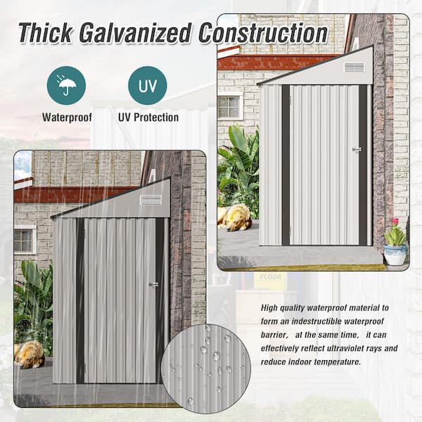 4 ft. W x 8 ft. D Metal Outdoor Storage Shed, Single Hinge