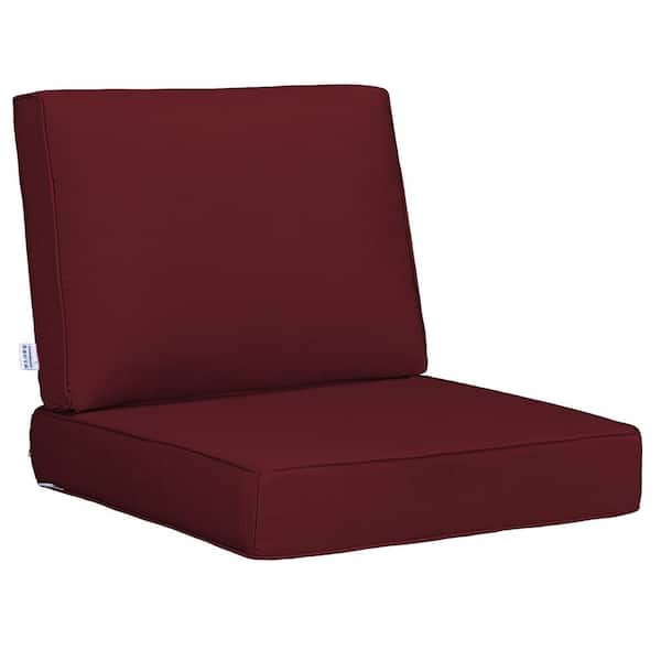 Uixe 23 in. x 24 in. x 18 in. x 23 in. 2-Piece Deep Seat Rectangle Outdoor Lounge Chair Cushion/Back Pillow Set in Red