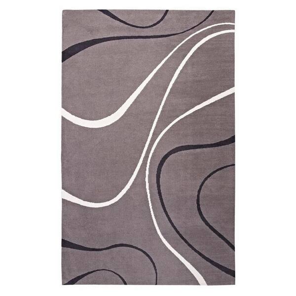 Therese 5ft. x 8ft. Charcoal Black and Ivory Abstract Swirl Area Rug