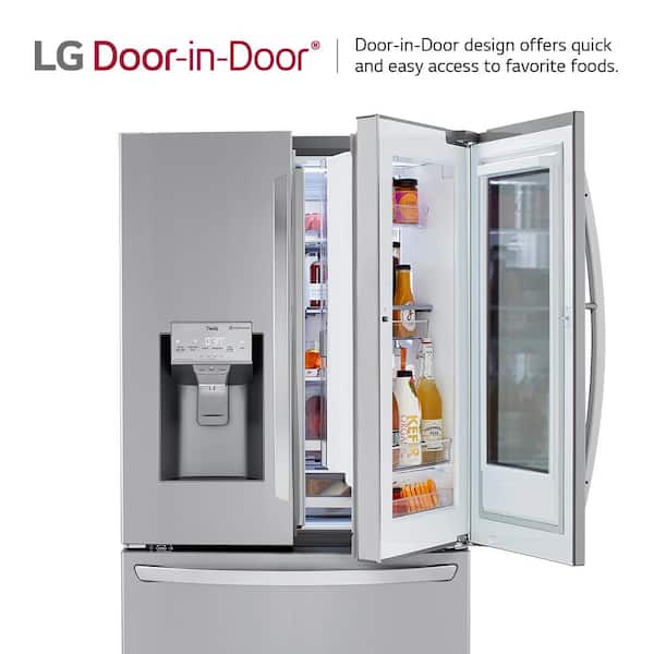 LG SIGNATURE 30 cu. ft. French Door Refrigerator w/ InstaView, Glide N'  Serve, Auto Open Door and Voice Activation in Textured Steel URNTS3106N -  The Home Depot