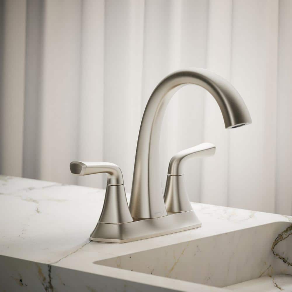 Vibrant Brushed Nickel Double Handle Bathroom Faucet