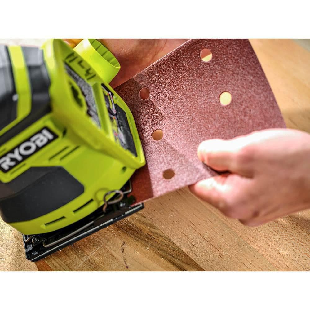 RYOBI ONE 18V Cordless 1 4 Sheet Sander with 9 Piece 1 4 Sheet Sand Paper Assortment PCL401B - Image 4