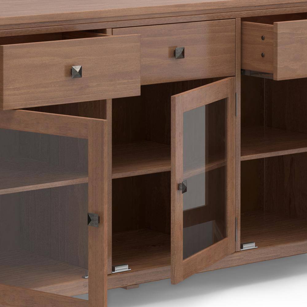 Cosmopolitan Medium Saddle Brown Solid Wood 54" Adjustable Sideboard Buffet