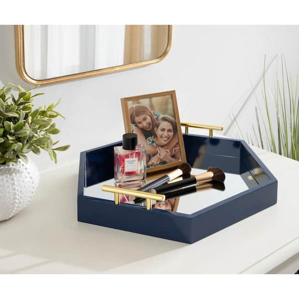 Kate and Laurel Lipton 3.25 in. H x 18.00 in. W Navy Blue Decorative Tray