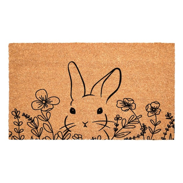 Floral Bunny 24 in. x 36 in. Multicolored Indoor/Outdoor Doormat