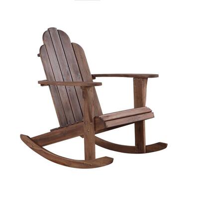 Classic Style Brown Wooden Outdoor Rocking Chair with Slated Backrest