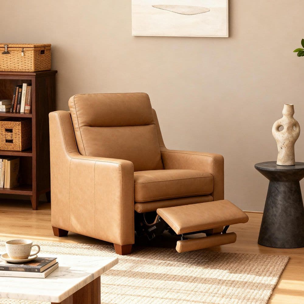 32 in. Genuine Leather Triple-Motor Power Recliner Chair with Zero Wall Design, USBUSB-C Ports in Brown price history on PriceWatchPro