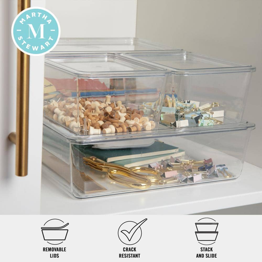 Clear Stackable Plastic Storage Bins with Lids, 4-Piece Set