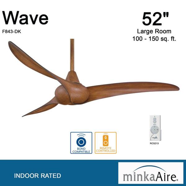 Minka Aire F843-DK Wave Distressed Koa 52" Ceiling Fan with Remote Control 