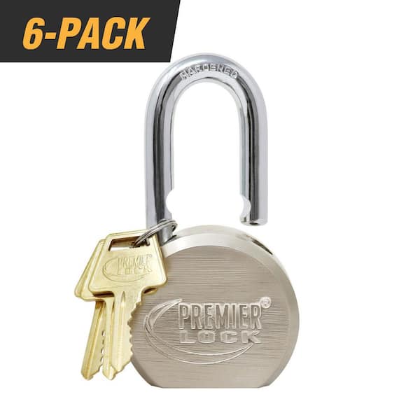 2-5/8 in. Premier Solid Steel Commercial Gate Keyed Padlock with Long Shackle and 18 Keys Total (6-Pack, Keyed Alike)