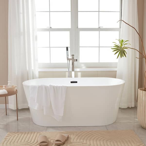 Bordeaux 54 in. Acrylic Flatbottom Freestanding Bathtub in White/Oil Rubbed Bronze Bordeaux 54 in. Acrylic Flatbottom Freestanding Bathtub in White/Oil Rubbed Bronze