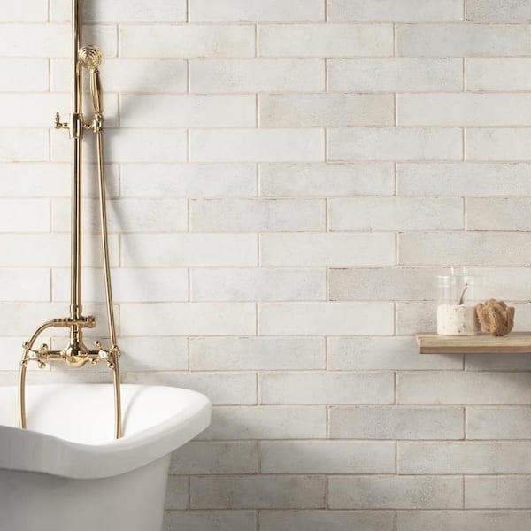 Mandalay White 2.95 in. x 11.81 in. Polished Ceramic Wall Tile (5.38 sq. ft./Case)