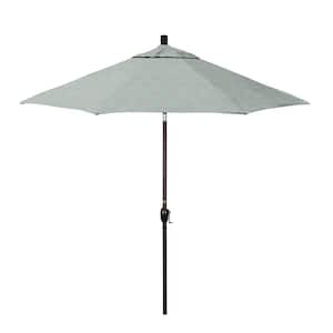 9 ft. Bronze Aluminum Market Patio Umbrella with Crank Lift and Push-Button Tilt in Spiro Capri Pacifica Premium
