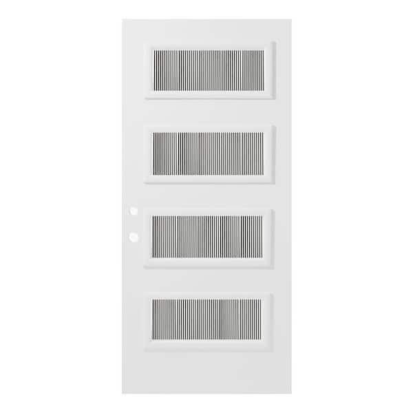 Stanley Doors 36 in. x 80 in. Lorraine Flutelite 4 Lite Painted White Right-Hand Inswing Steel Prehung Front Door