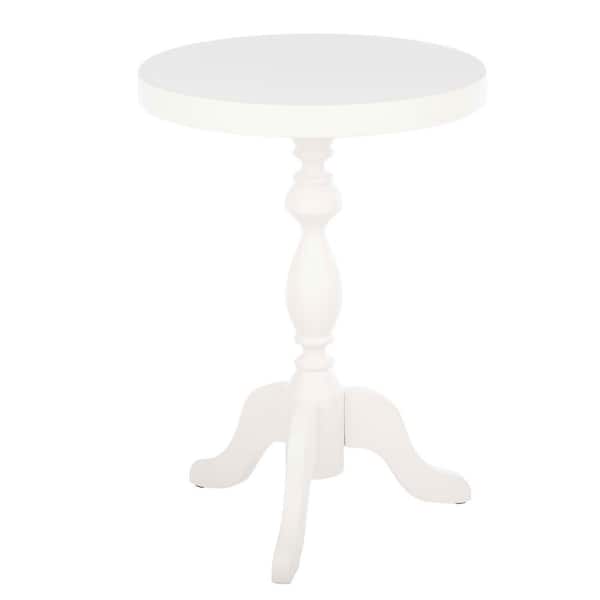 Round Pedestal Side Table, White