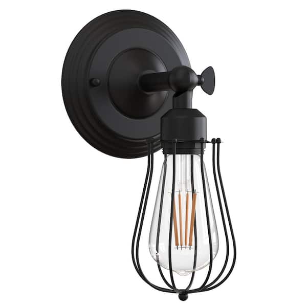Briignite Retro Black Industrial 6.69 in. 1-Light Wall Sconce