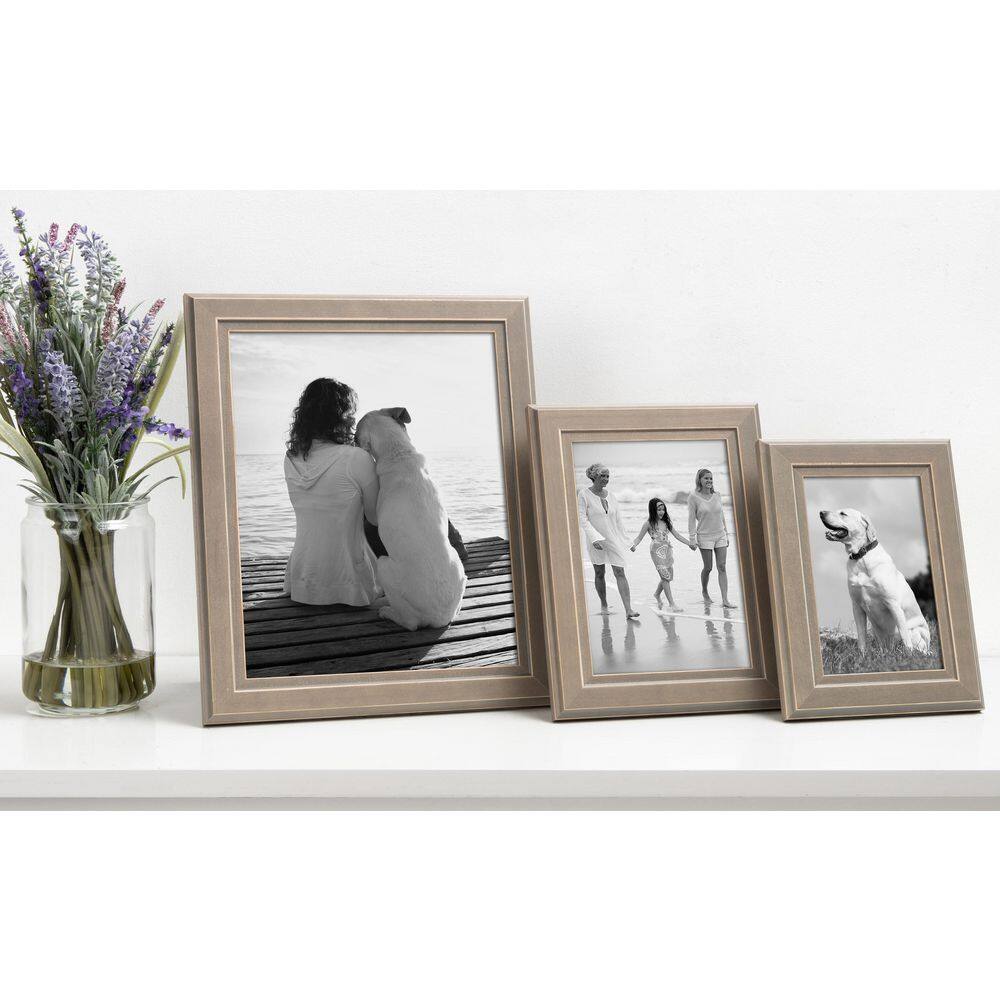 Distressed Gray 8x10 Solid Wood Tabletop and Wall Picture Frame Set