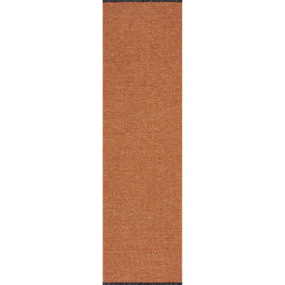 Tayse Rugs Alma Orange 2 ft. x 8 ft. Geometric Machine Washable Indoor Runner Rug