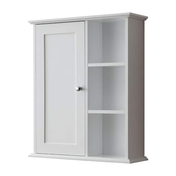 23.6 in. W x 27.6 in. H Rectanglar White MDF Surface Mount Medicine Cabinet without Mirror with 3 Open Storage Shelves
