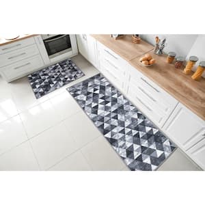 Ottohome Collection Non-Slip Rubberback Modern Abstract/Geometric 2x5 Indoor Runner Rug, 1 ft. 8 in. x 4 ft. 11 in.,Gray