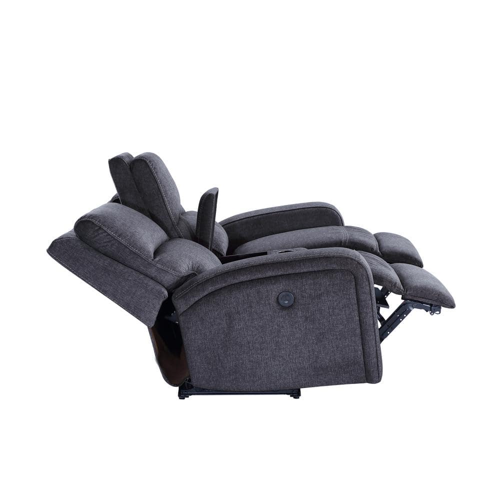 Gray Fabric Track Arm Loveseat with Wood Frame