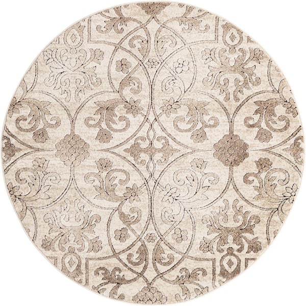 Unique Loom Rushmore Washington Dark Beige 5' 0 x 5' 0 Round Rug