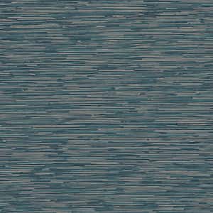 TexStyle Collection Navy/Silver Bronze Effect Horizontal Stripe Metallic Finish Non-Pasted on Non-Woven Wallpaper Roll