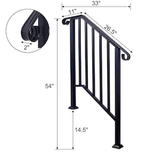 54 in. H x 33 in. W Black Steel Baluster Railing Starter Stair Railing Kit