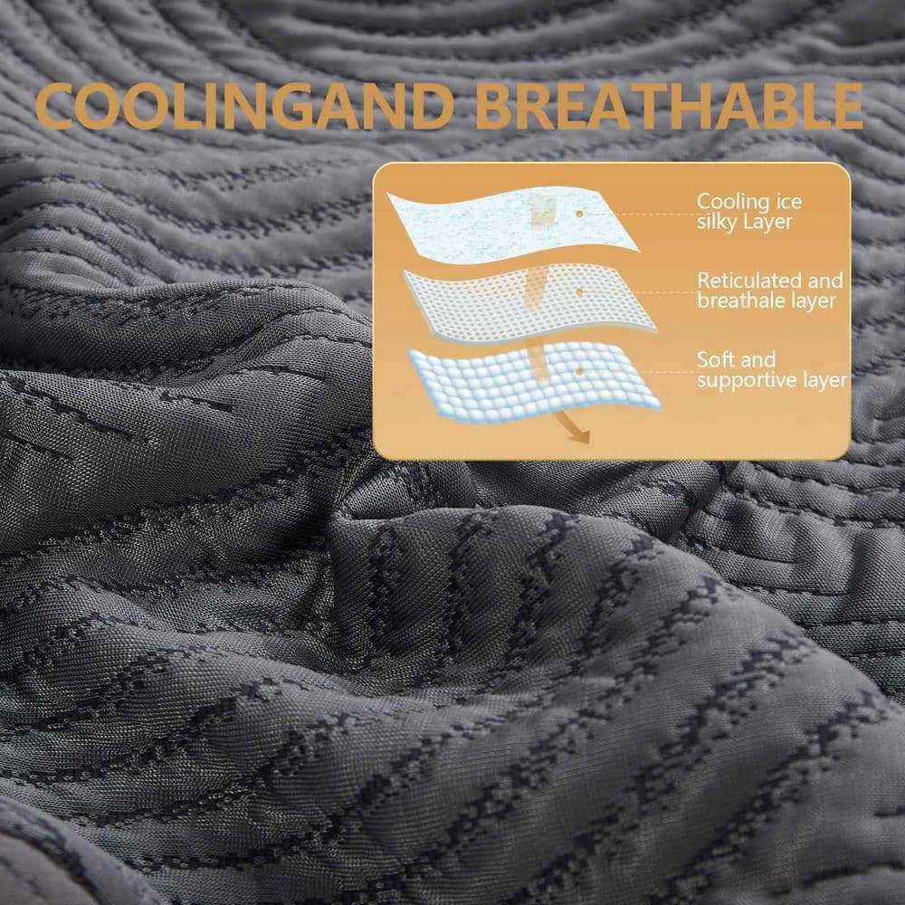 Queen Size Gray Cooling Memory Foam Sleeping Pillows Set of 2