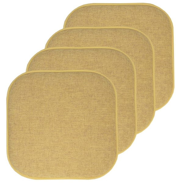 Sweet Home Collection Alexis Gold 16 in. x 16 in. Non Slip Square Memory Foam Seat Chair Cushion Pads (4-Pack)