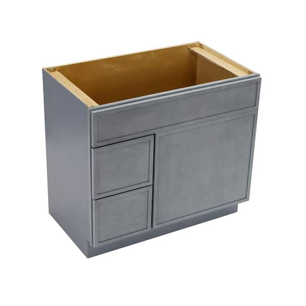 Vanity Art 36 in. W x 21 in. D x 32.5 in. H 2-Left Drawers Bath Vanity Cabinet without Top in Gray