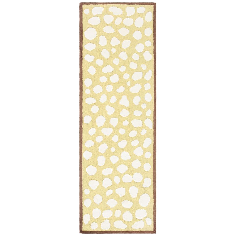 SAFAVIEH Kids 2 ft. x 7 ft. Green/Ivory Spotted Border Runner Rug ...