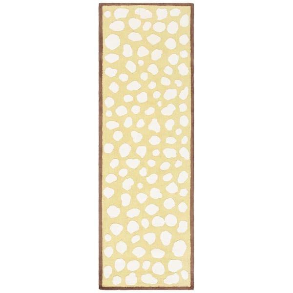 Kids 2 ft. x 7 ft. Green/Ivory Spotted Border Runner Rug