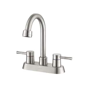 4 in. Centerset Double Handle Lead-Free Bathroom Faucet in Brushed Nickel with Pop Up Drain and Supply Lines