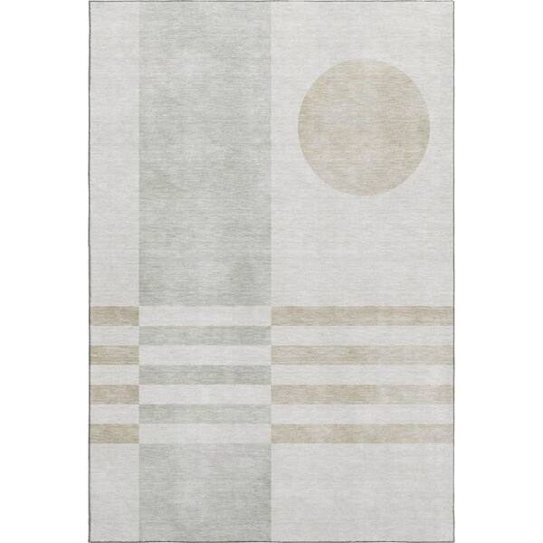 Mayfield Premium Machine Washable Abstract AMF2131 Linen 9 ft. x 12 ft. Area Rug