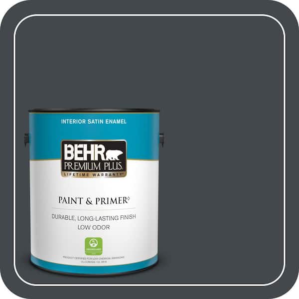 BEHR PREMIUM PLUS 1 gal. #PPU24-23 Little Black Dress Satin Enamel Low Odor  Interior Paint & Primer 730001 - The Home Depot