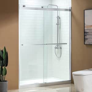 Nutley 60 in. x 76 in. Double Sliding Frameless Shower Door with Shatter Retention Glass in Chrome Finish