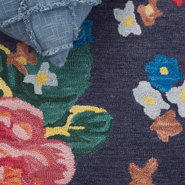 SAFAVIEH Jardin 8 ft. x 10 ft. Navy/Pink Floral Oversized Area Rug